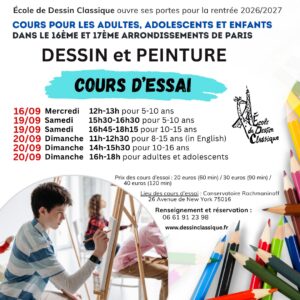cours d'essai à l'école de dessin classique 