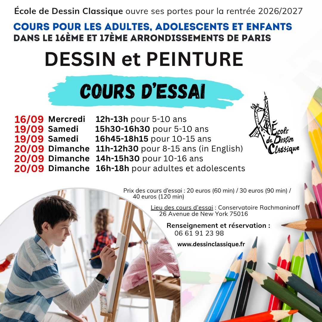 cours d'essai à l'école de dessin classique